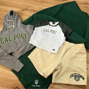 Cal Poly slo girls Hoodie & Tee Set with Lululemon Shorts and fleece blanket